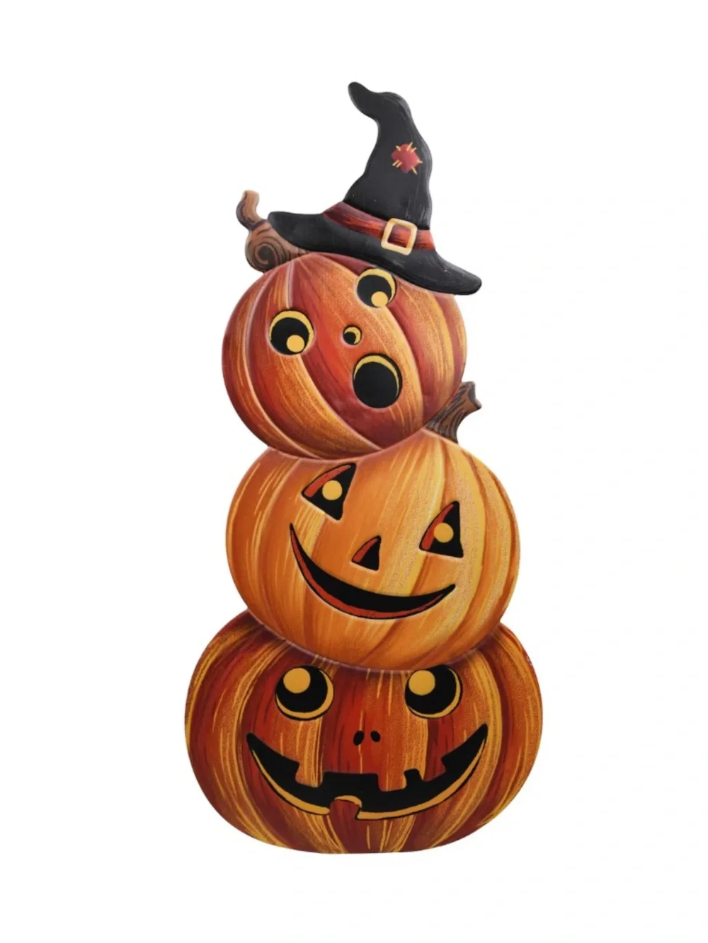 NWT- 23” Halloween Jack-o-lantern Pumpkin Stack Metal Easel Stand Porch Sign